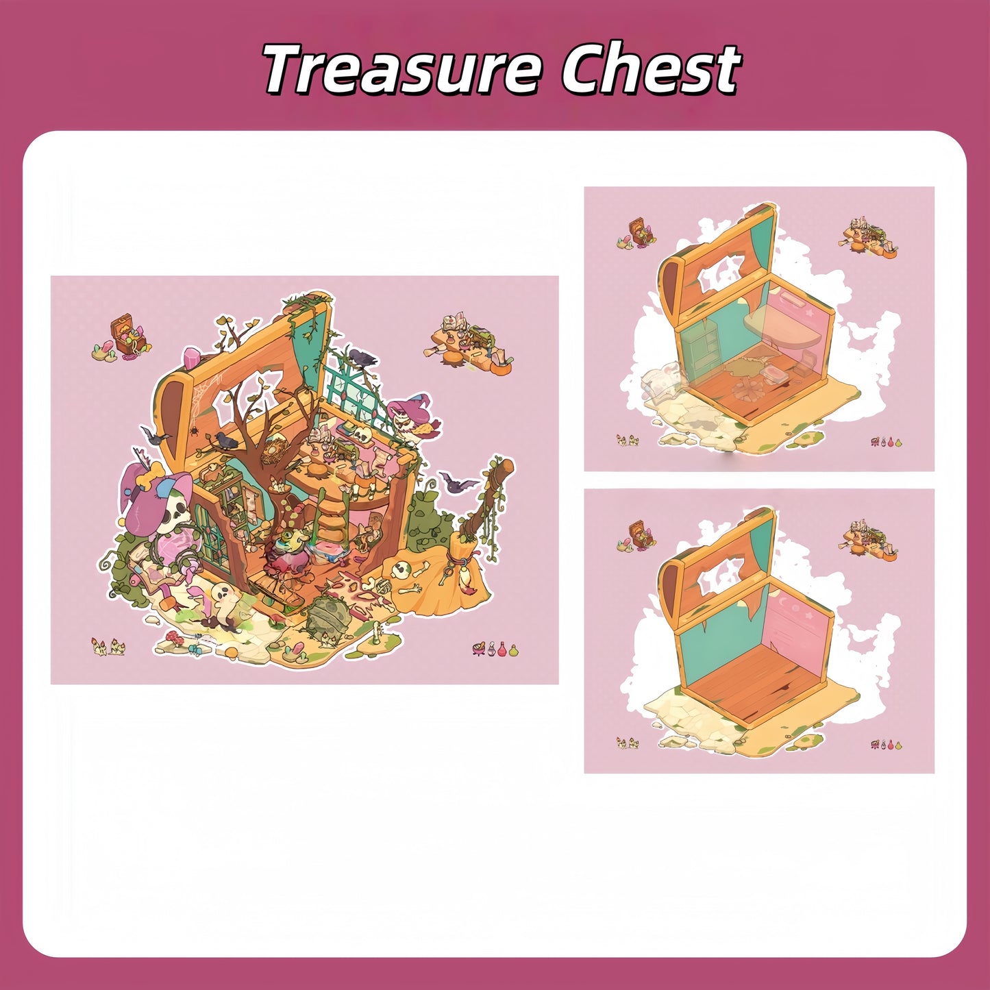 Whimsical Scenes 3D Sticker | 6 Cute Miniature Scenes