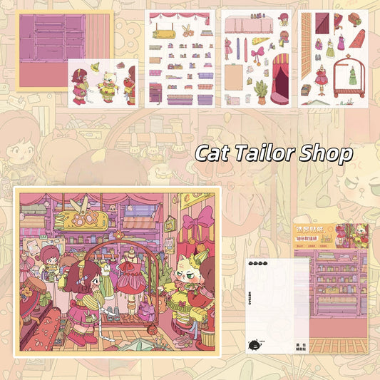 Heibao's Daily Life 3D Sticker | 4 Cute Miniature Scenes