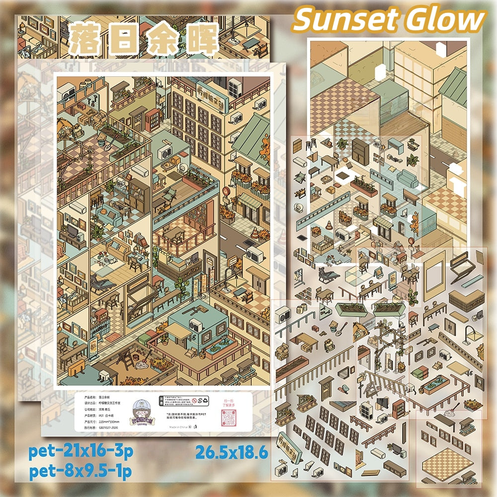Streetscapes 3D Sticker | 2 Cute Miniature Scenes