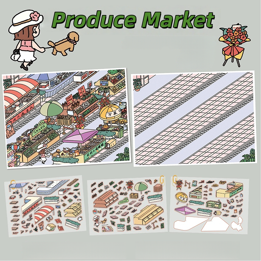 Simulation Management 3D Sticker | 5 Cute Miniature Scenes