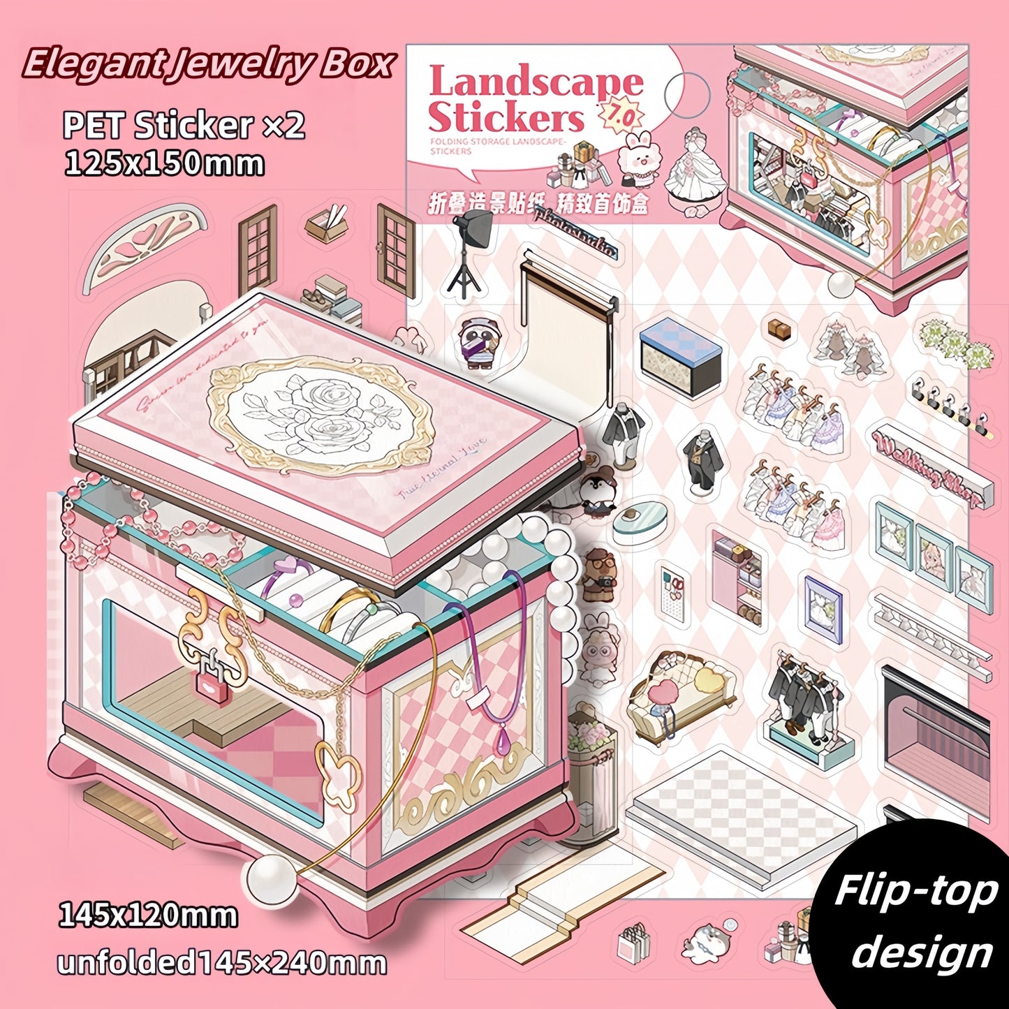 Tiny Box 3D Sticker | 4 Cute Miniature Scenes