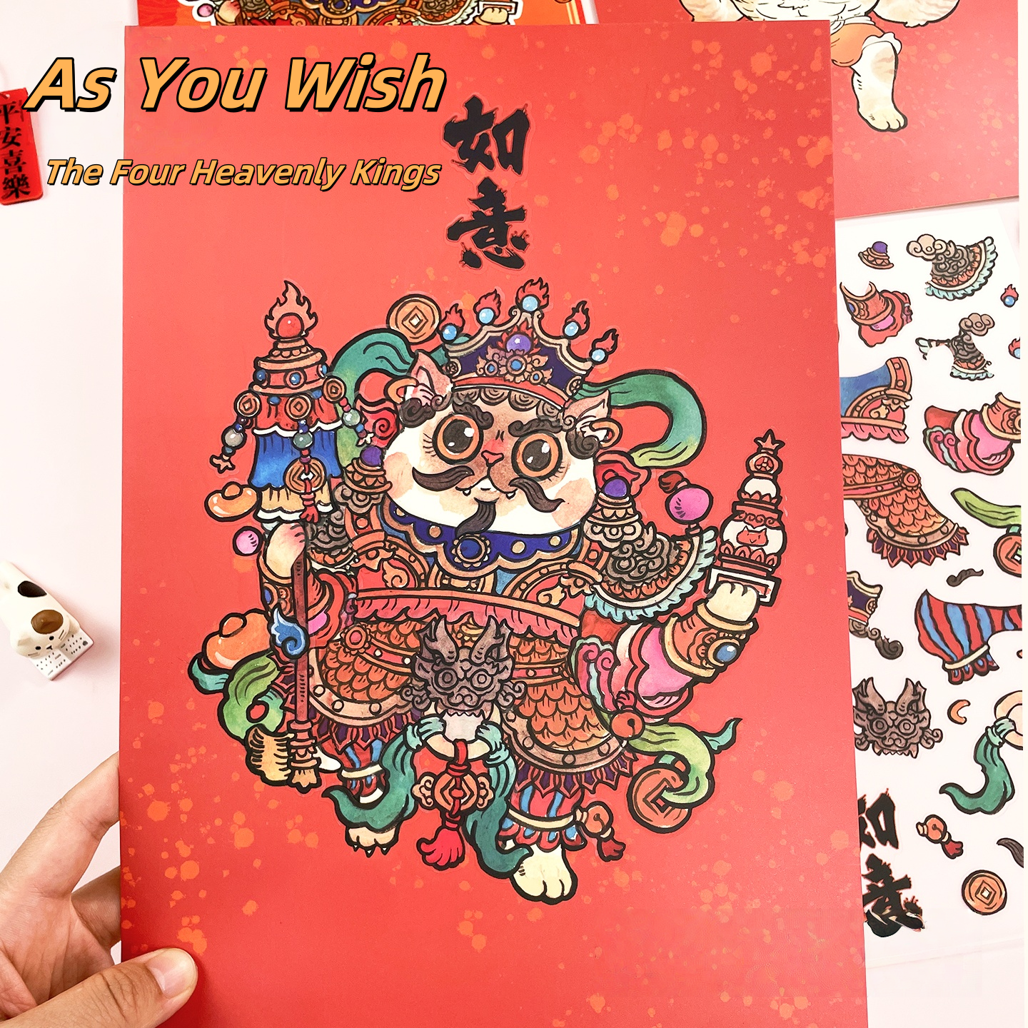 Guardian Deities of China 3D Sticker | 6 Cute Miniature Scenes