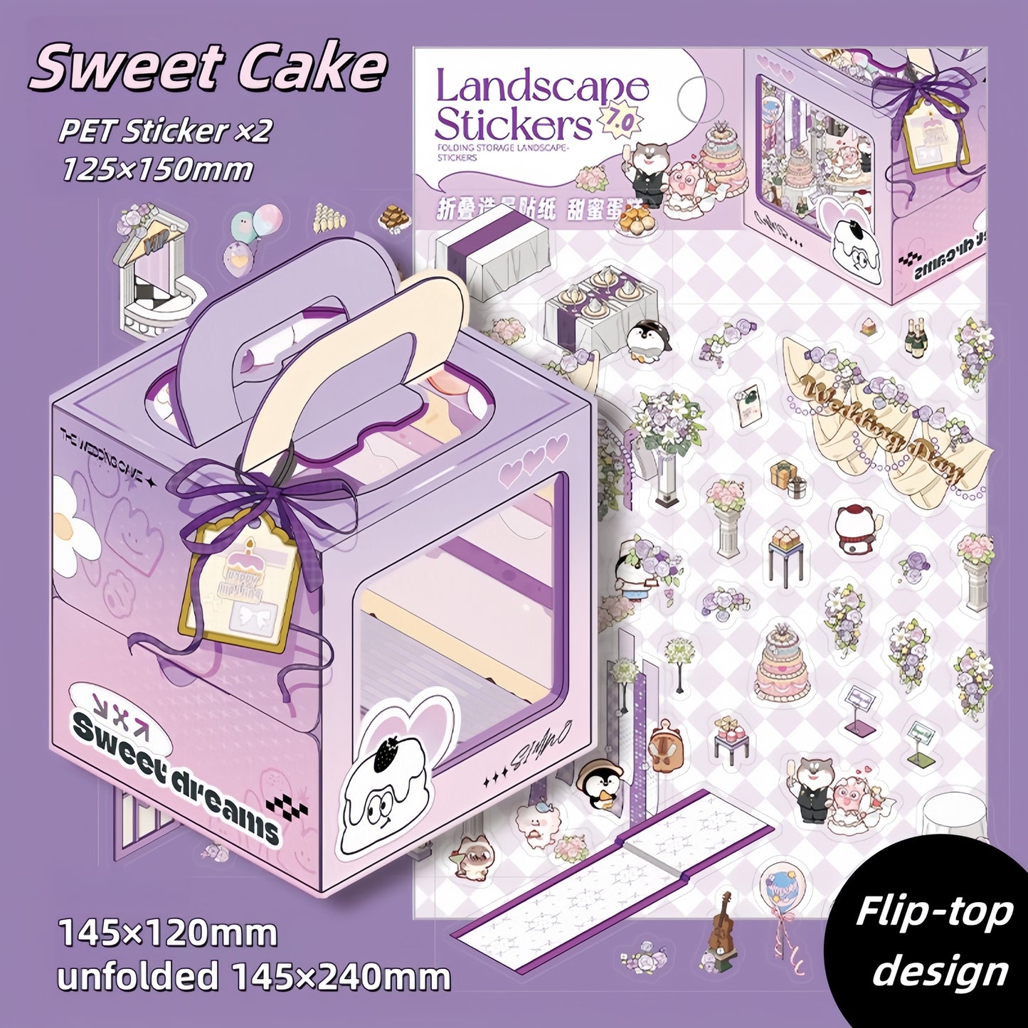 Tiny Box 3D Sticker | 4 Cute Miniature Scenes