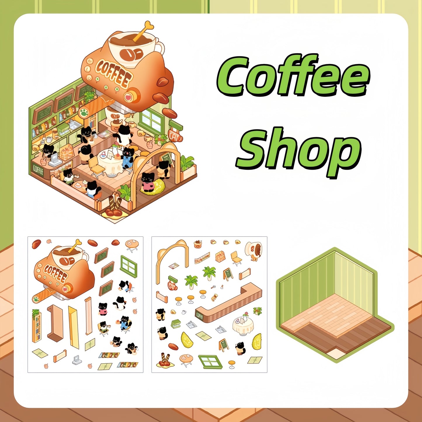 Sweet Shop 3D Sticker | 4 Cute Miniature Scenes