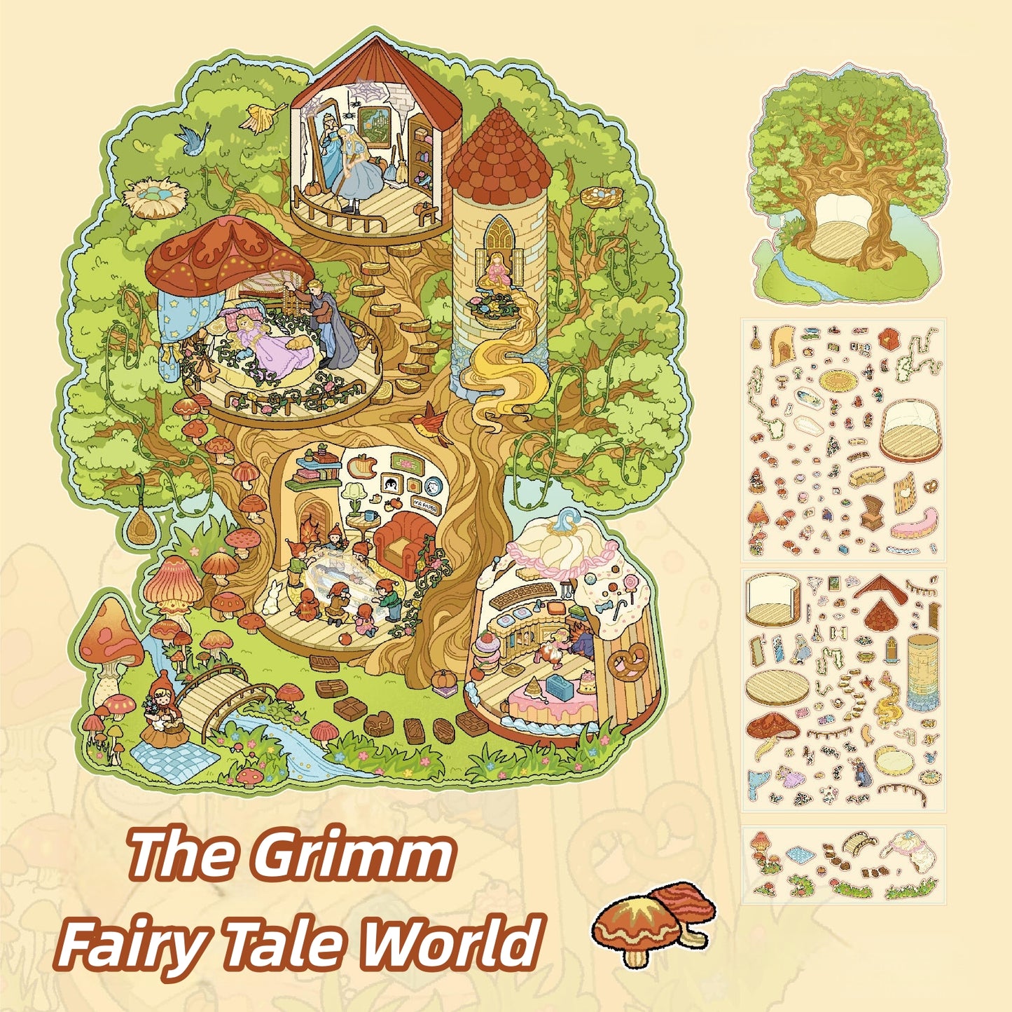 Fairy Tale World 3D Sticker | 2 Cute Miniature Scenes