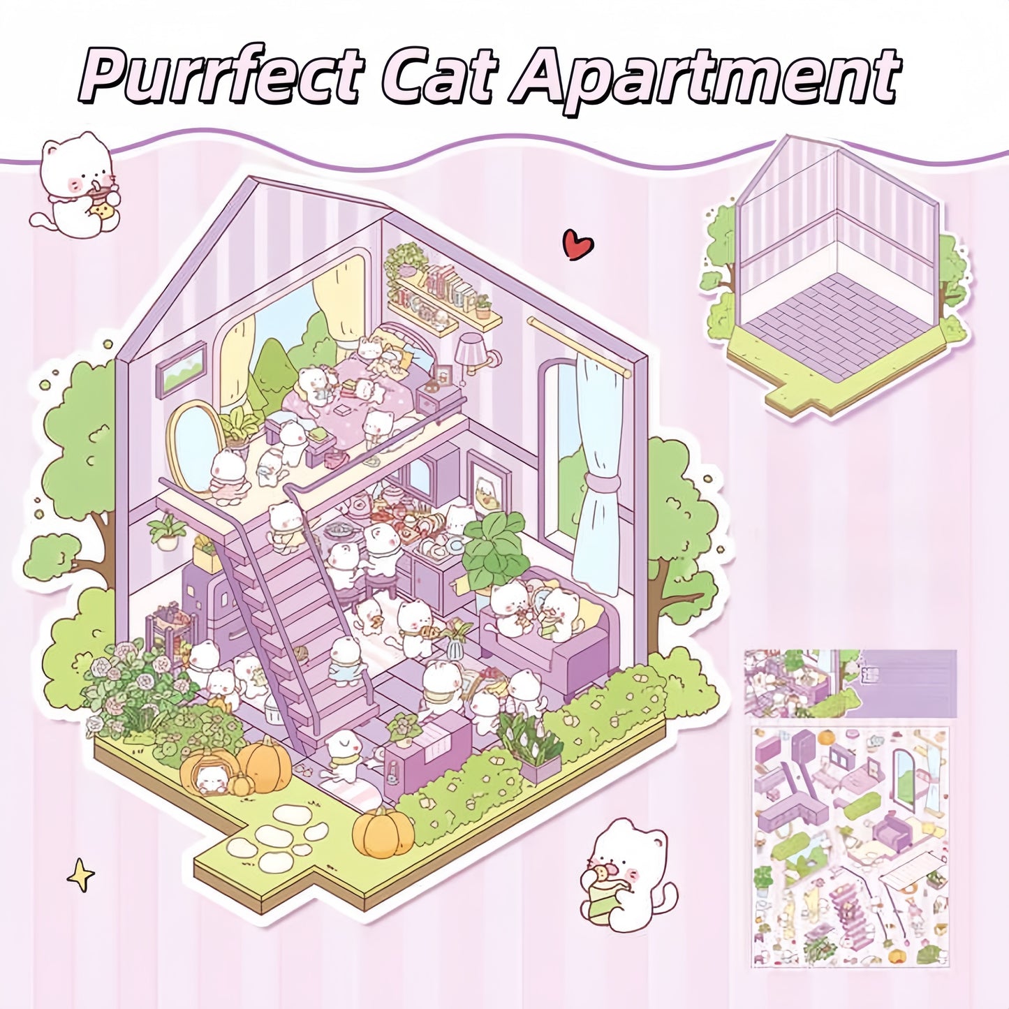 Tiny Animal Wonders 3D Sticker | 4 Cute Miniature Scenes