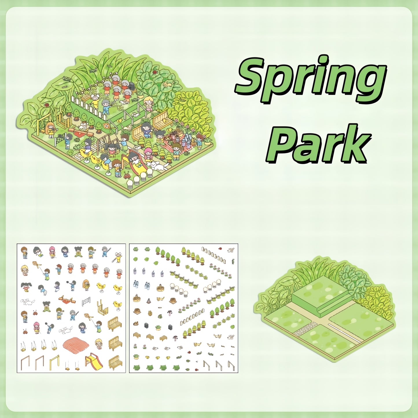 Four Seasons Funland 3D Sticker | 4 Cute Miniature Scenes