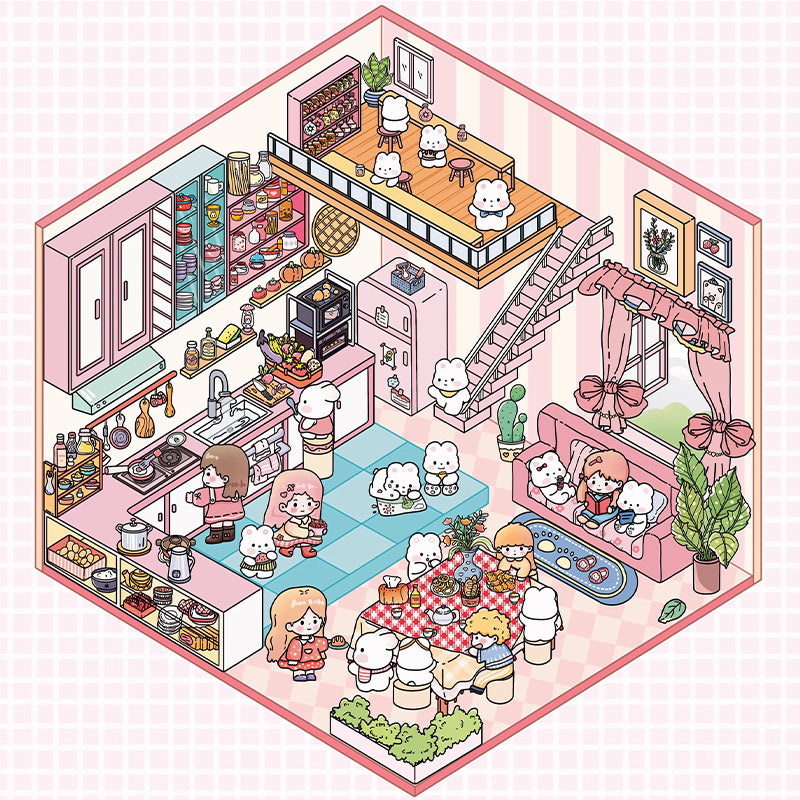 Whimsical Dreams 3D Sticker | 4 Cute Miniature Scenes