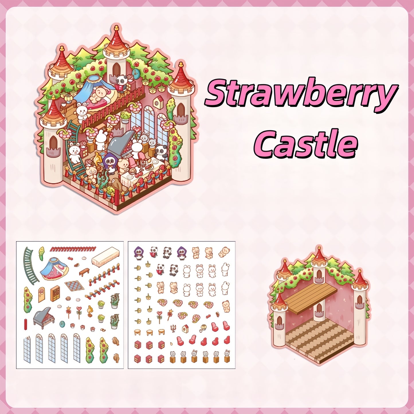 Dream Castle 3D Sticker | 4 Cute Miniature Scenes