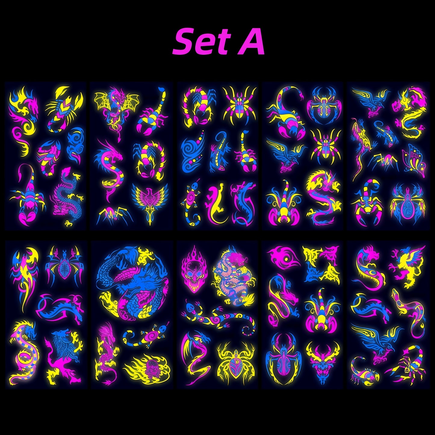 Glitter Rave UV Reactive Temporary Tattoo 4.0
