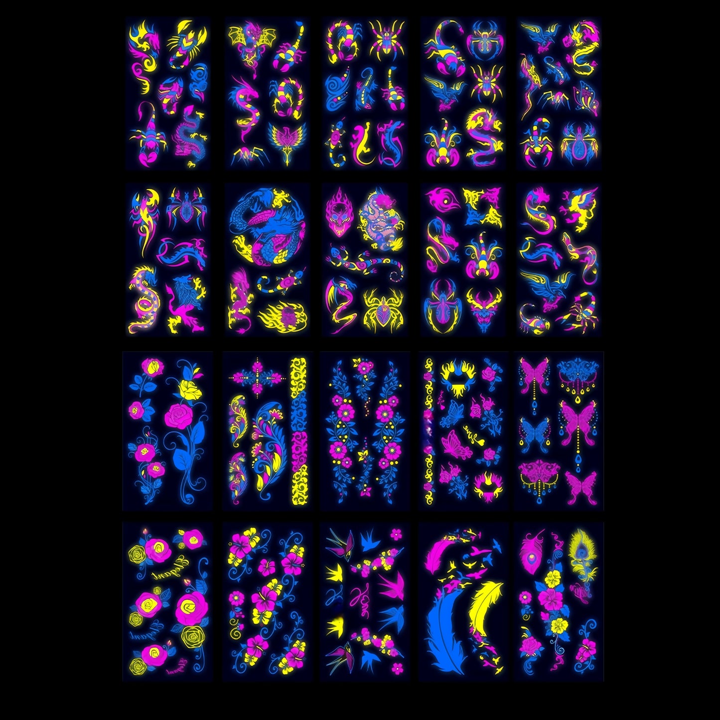 Glitter Rave UV Reactive Temporary Tattoo 4.0