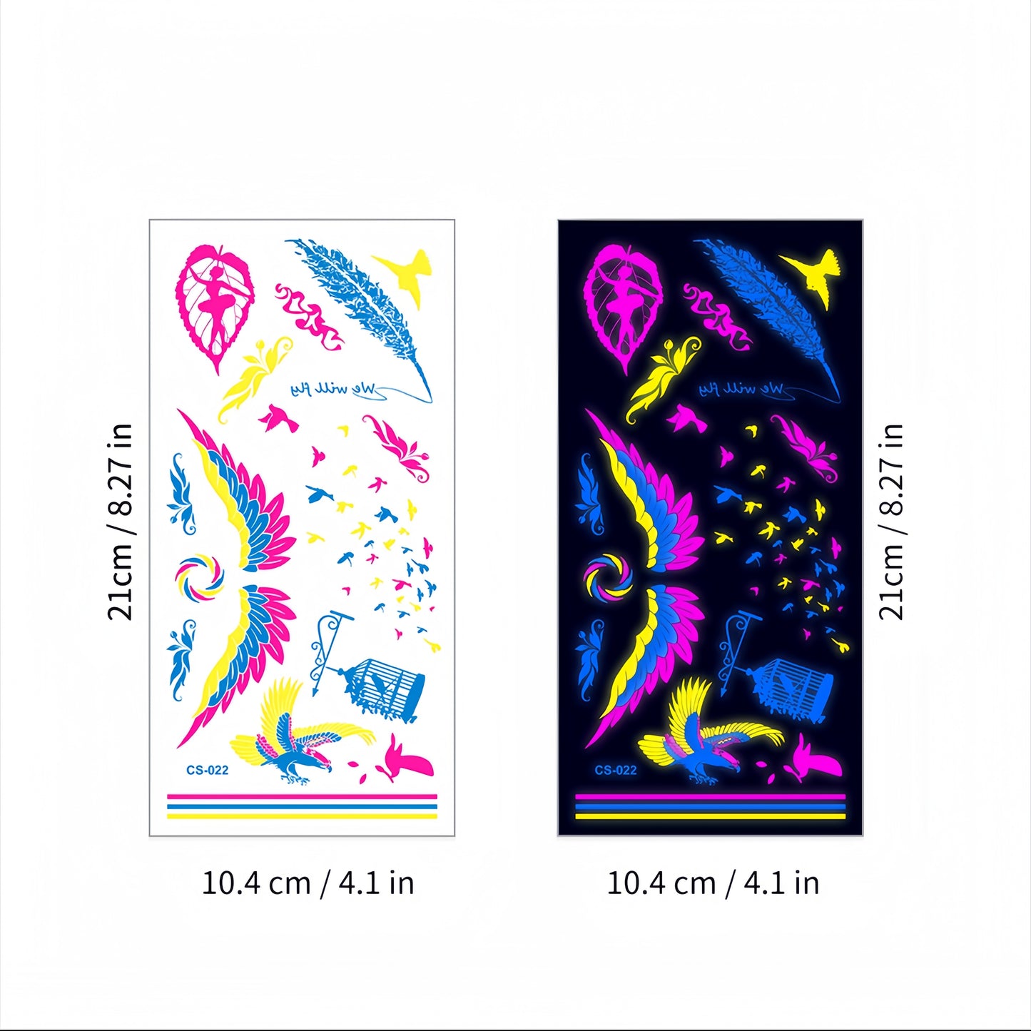Glitter Rave UV Reactive Temporary Tattoo 2.0