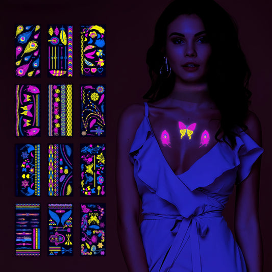 Glitter Rave UV Reactive Temporary Tattoo 1.0