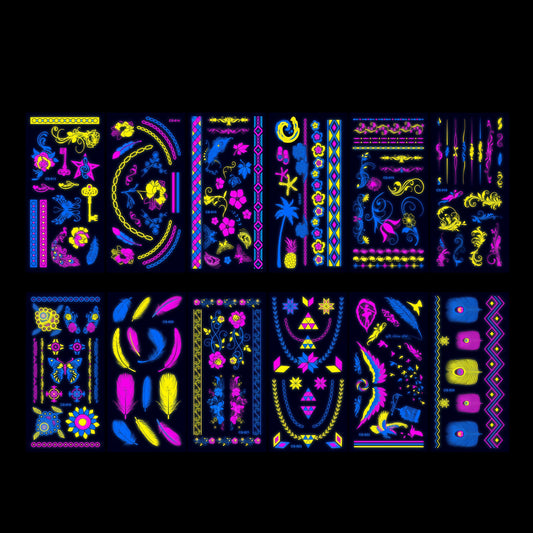Glitter Rave UV Reactive Temporary Tattoo 2.0