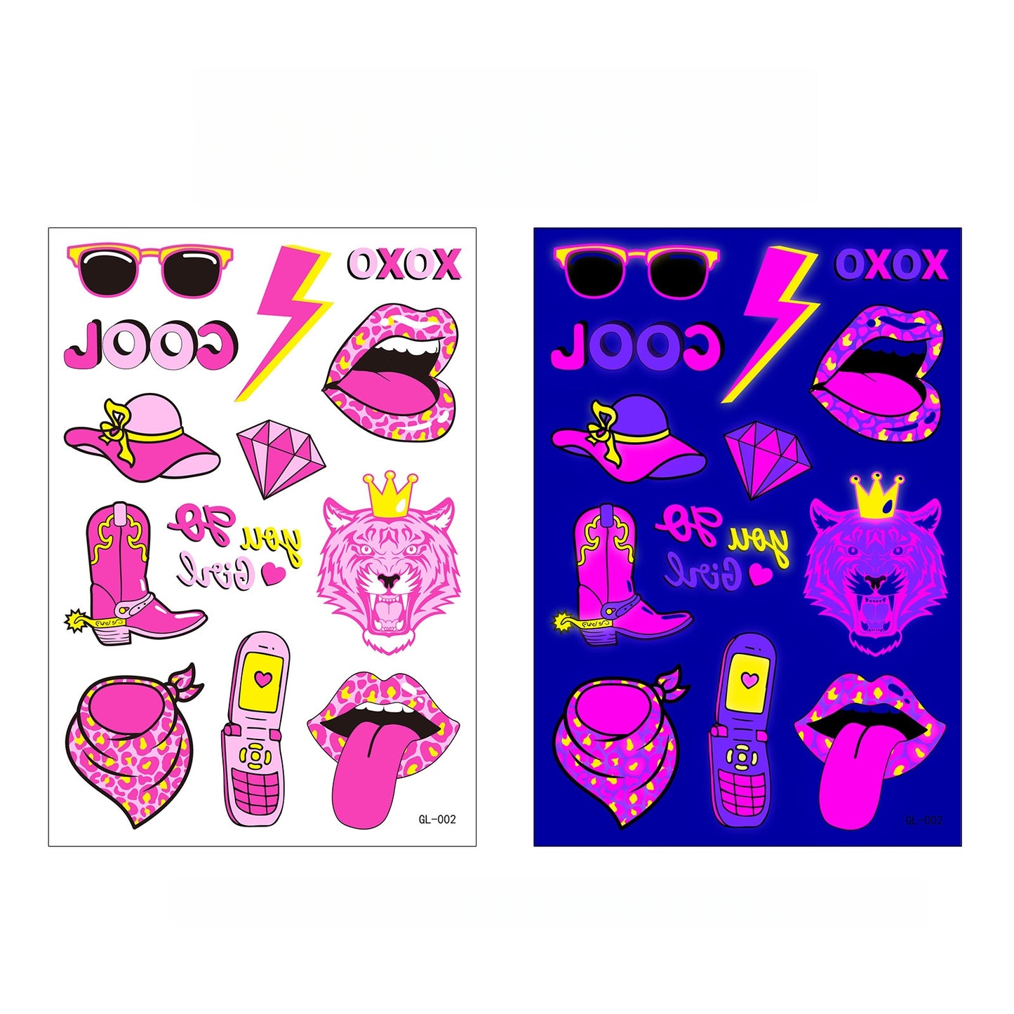 Night Pop UV Reactive Temporary Tattoo