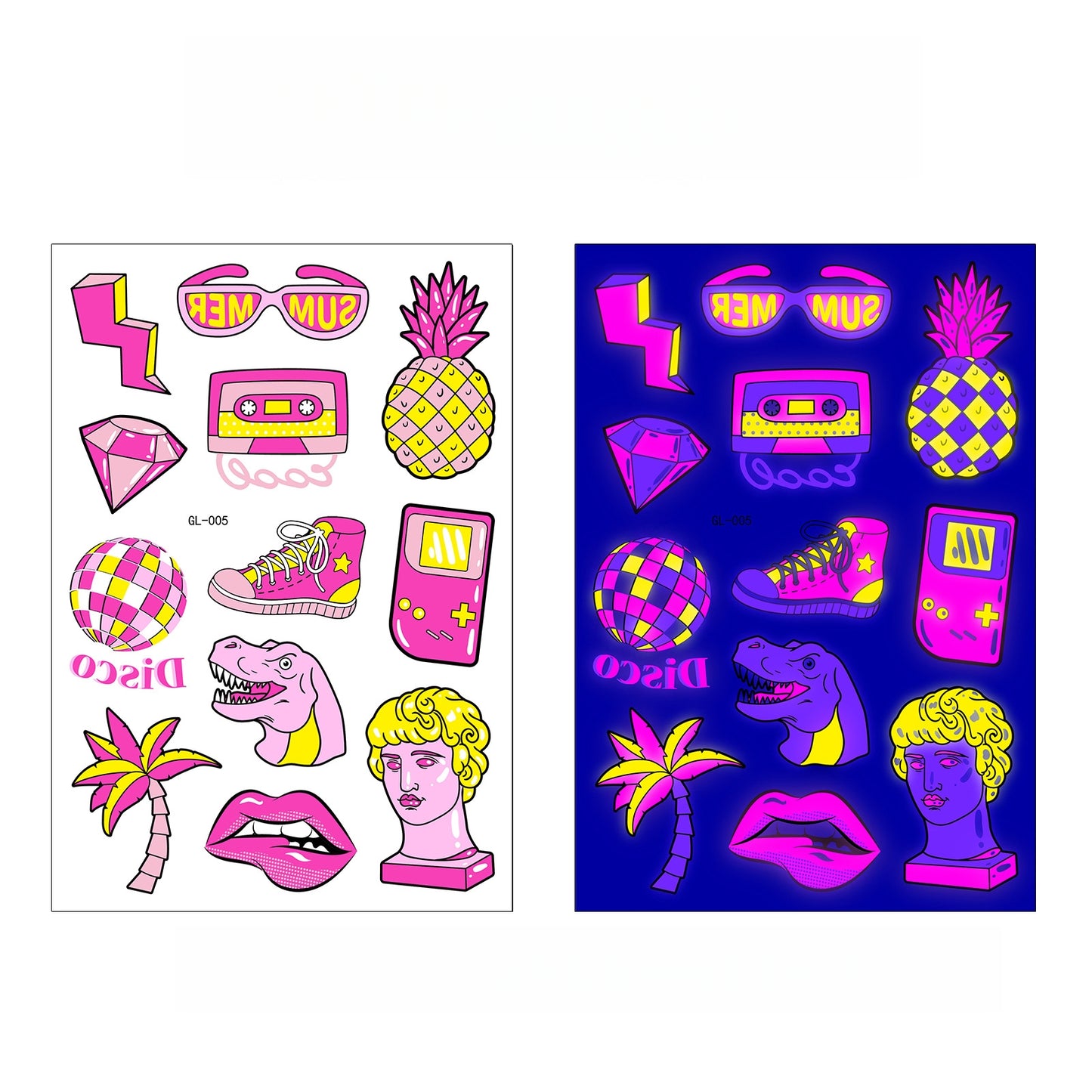 Night Pop UV Reactive Temporary Tattoo