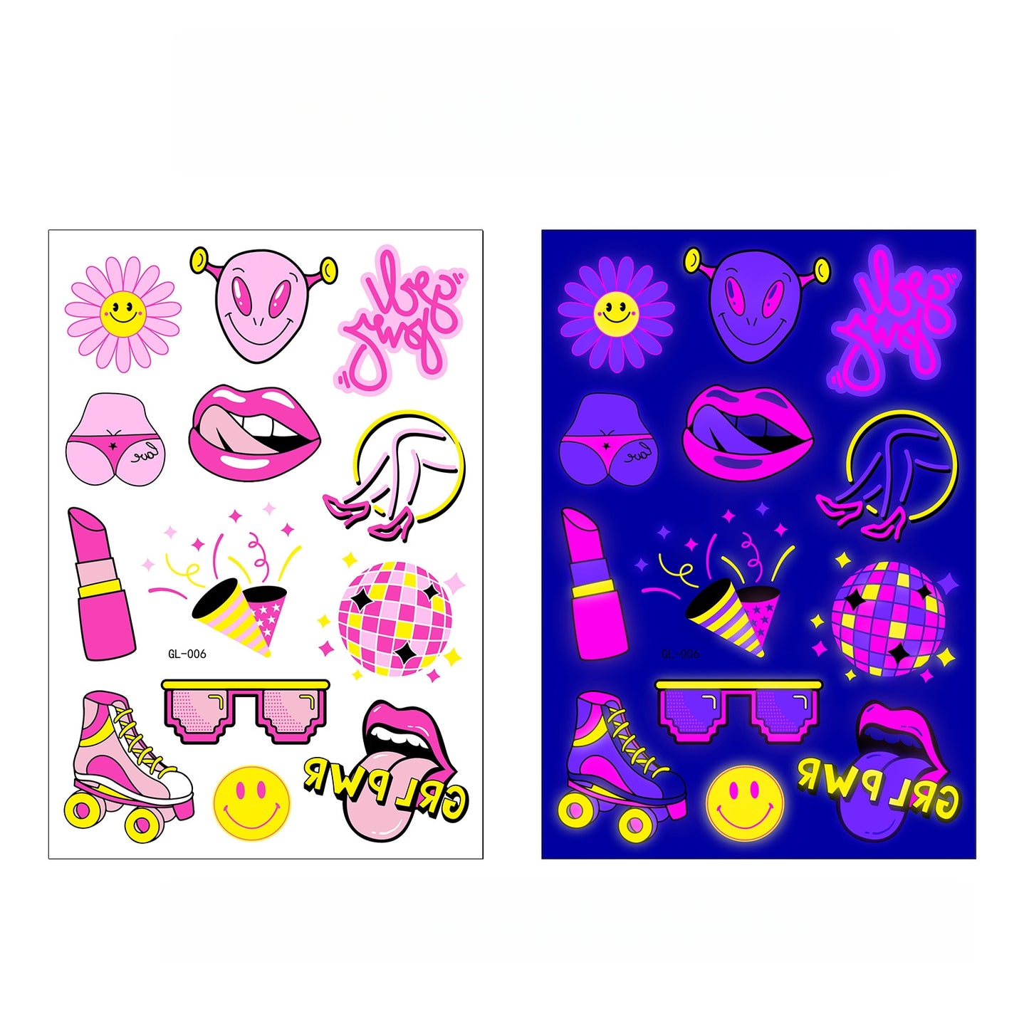 Night Pop UV Reactive Temporary Tattoo