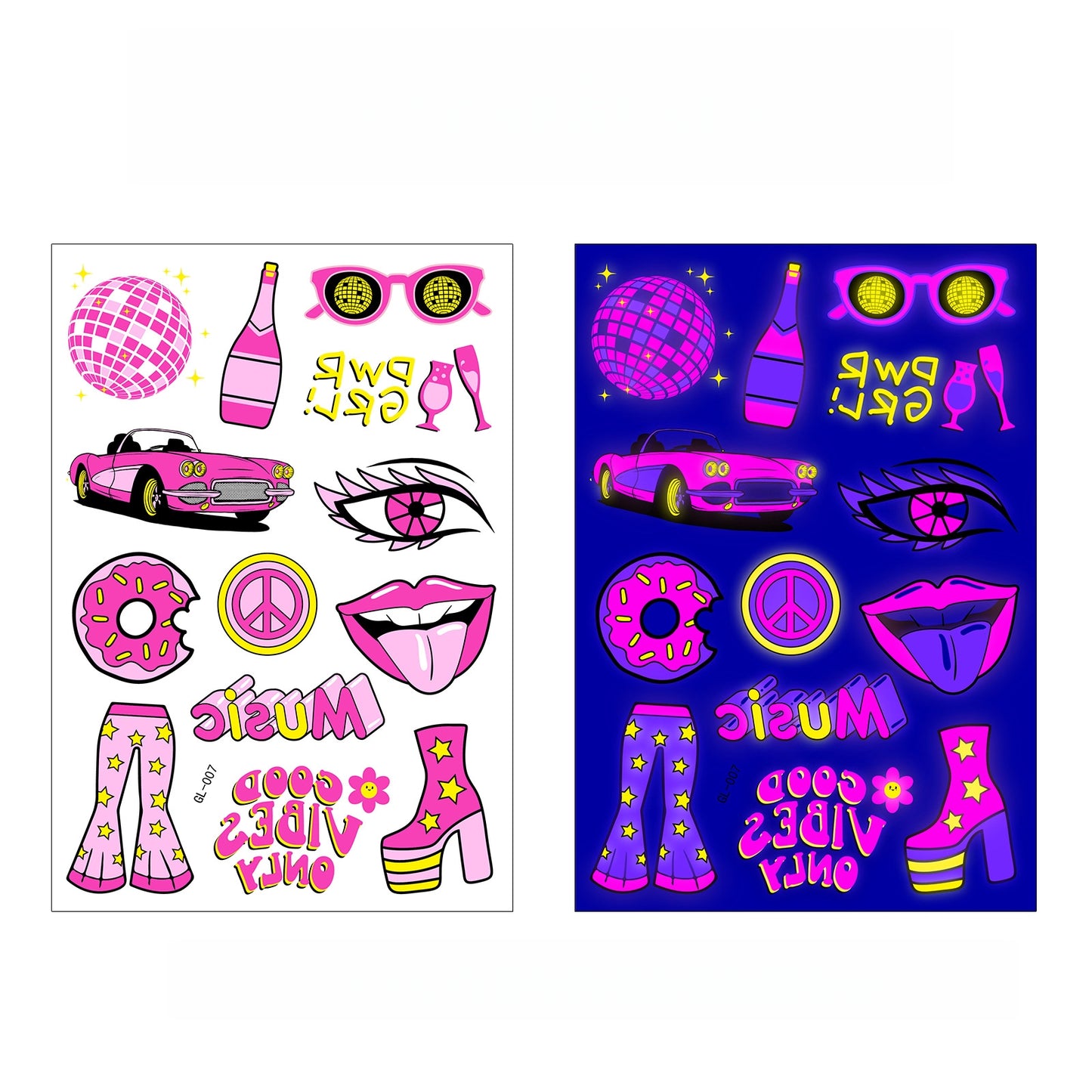 Night Pop UV Reactive Temporary Tattoo