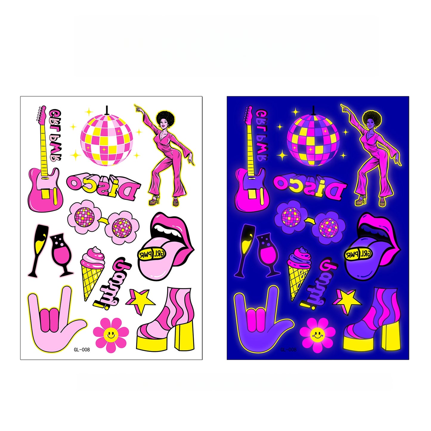 Night Pop UV Reactive Temporary Tattoo