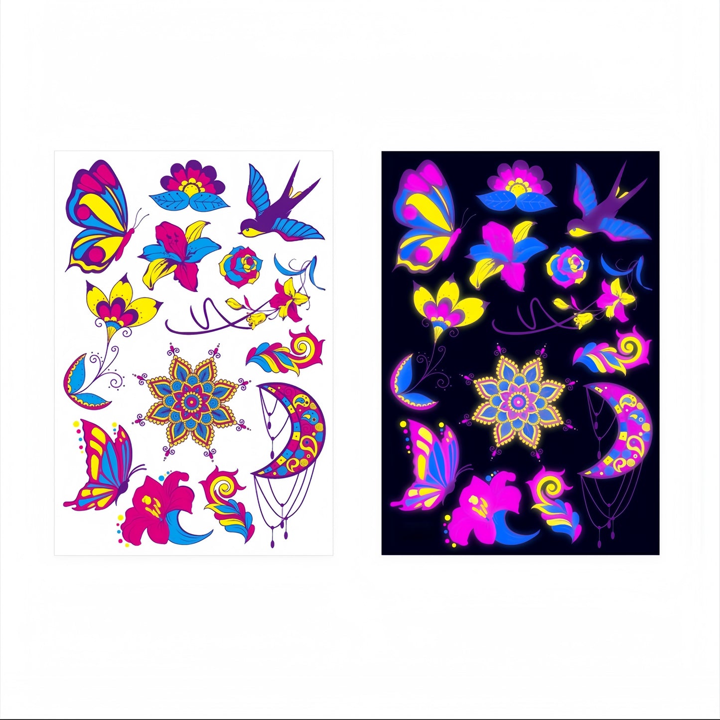 Fairy Flora UV Reactive Temporary Tattoo