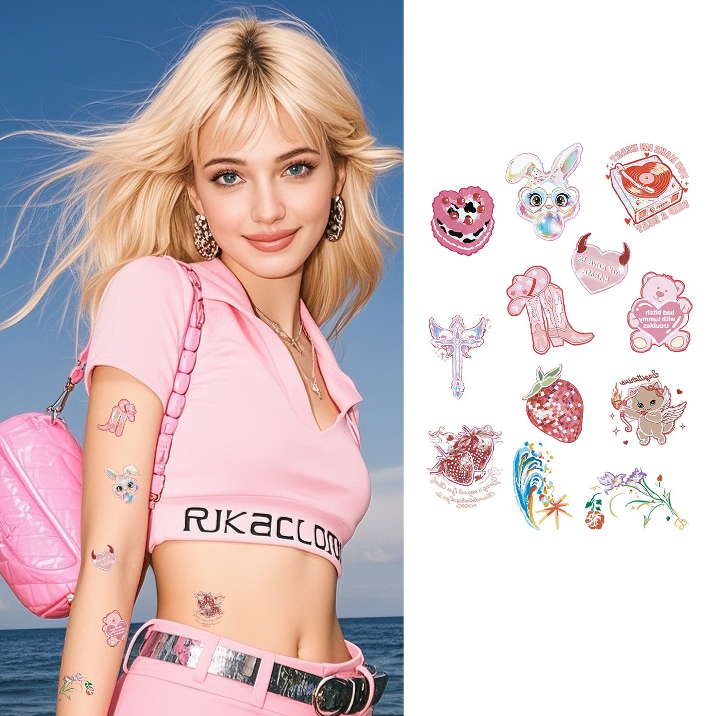 Pink Drama Temporary Tattoo