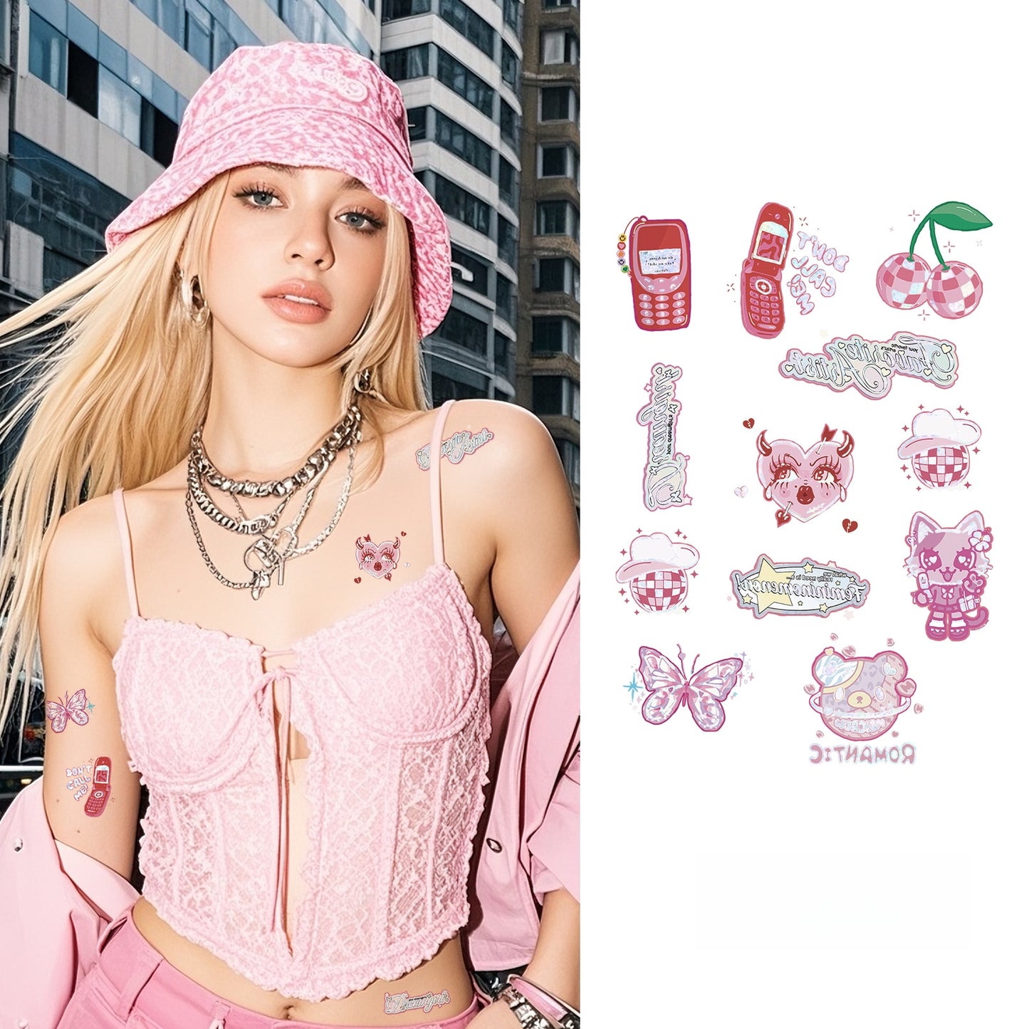 Pink Drama Temporary Tattoo