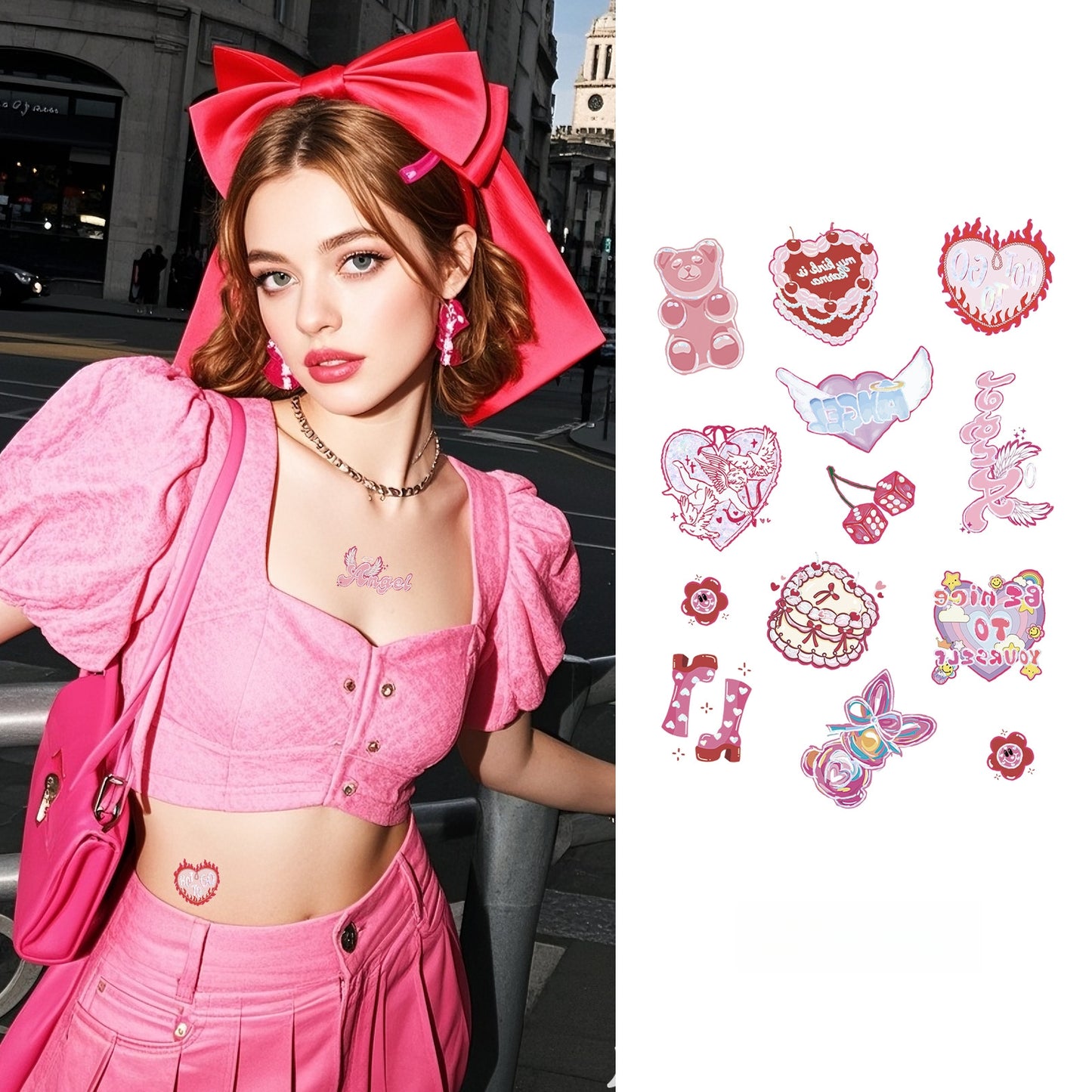 Pink Drama Temporary Tattoo