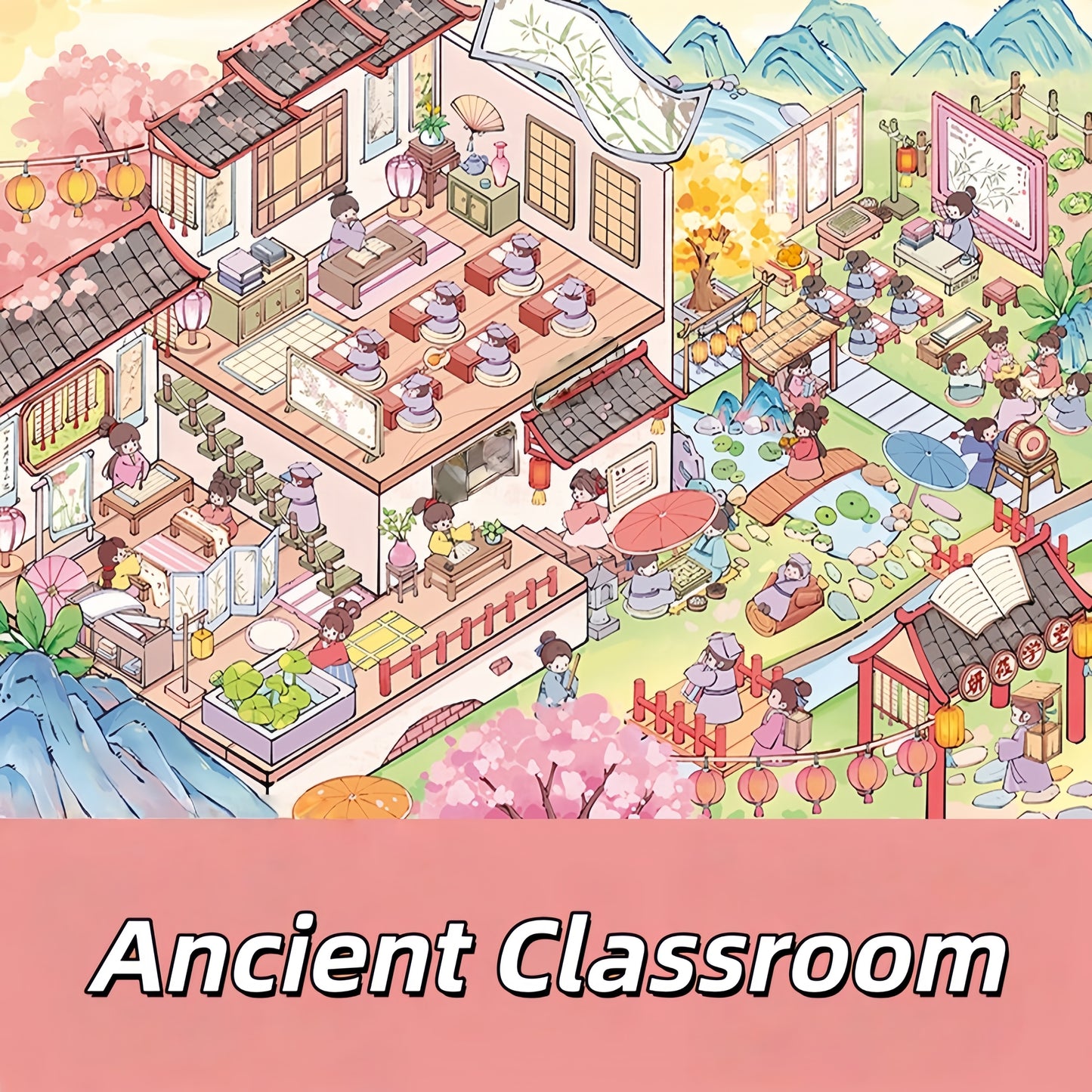 Ancient Chinese Delights 3D Sticker | 4 Cute Miniature Scenes