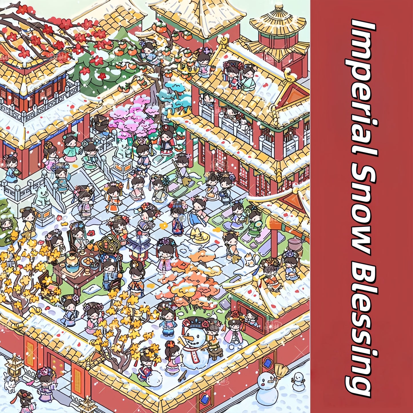 Ancient Chinese Delights 3D Sticker | 4 Cute Miniature Scenes