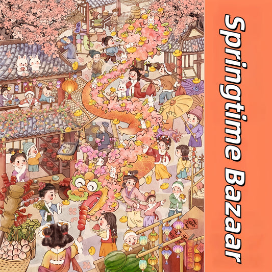 Ancient Chinese Delights 3D Sticker | 4 Cute Miniature Scenes