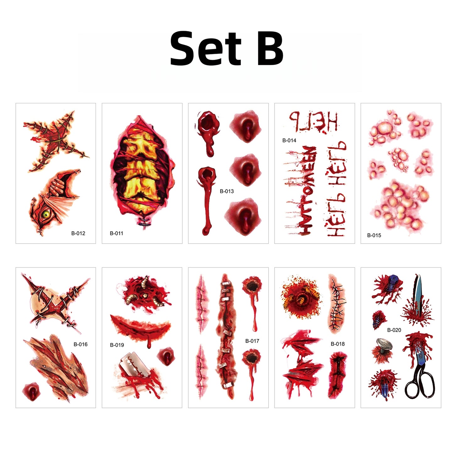 Halloween Scars Temporary Tattoo