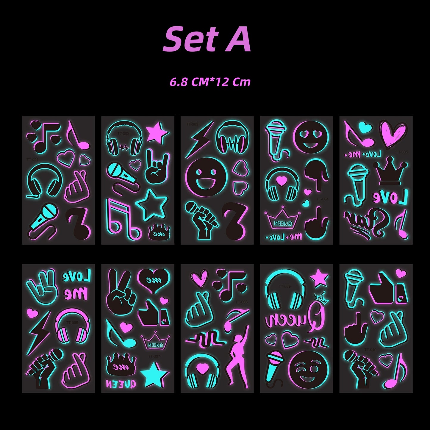 Glitter Rave UV Reactive Temporary Tattoo 3.0