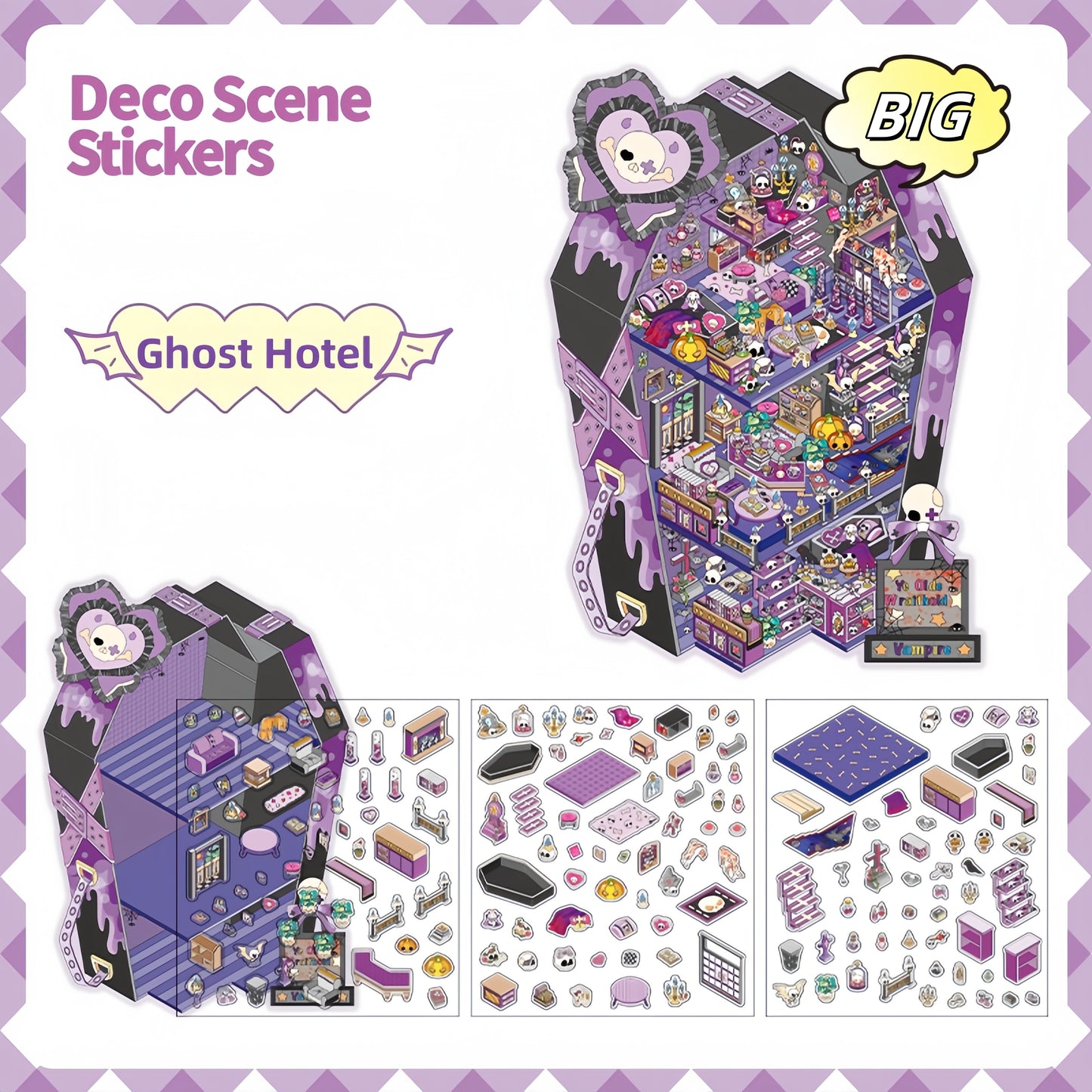 Tiny Shops 3D Sticker | 4 Cute Miniature Scenes