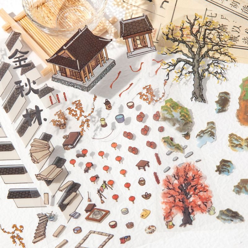 Seasons in Ink 3D Sticker | 4 Cute Miniature Scenes
