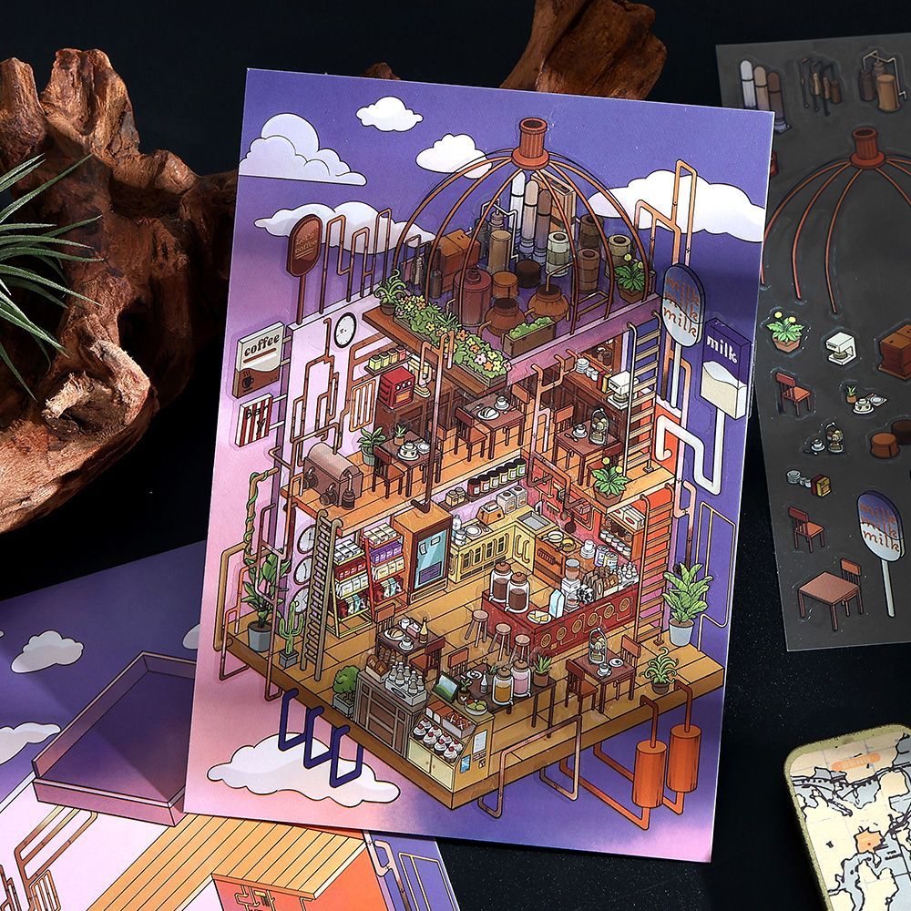 Horror Bazaar 3D Sticker | 4 Cute Miniature Scenes