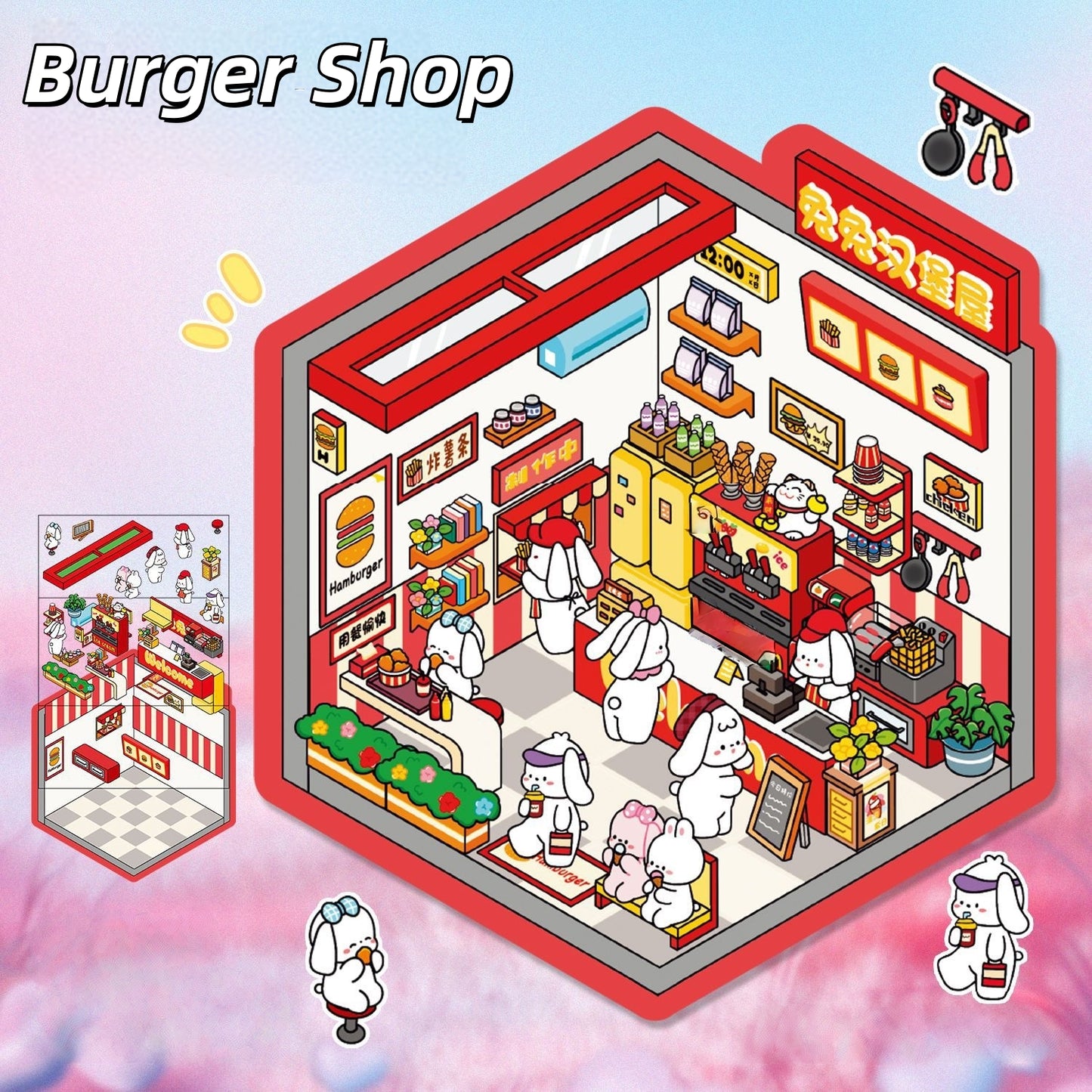 Room & Shop 3D Sticker | 8 Cute Miniature Scenes