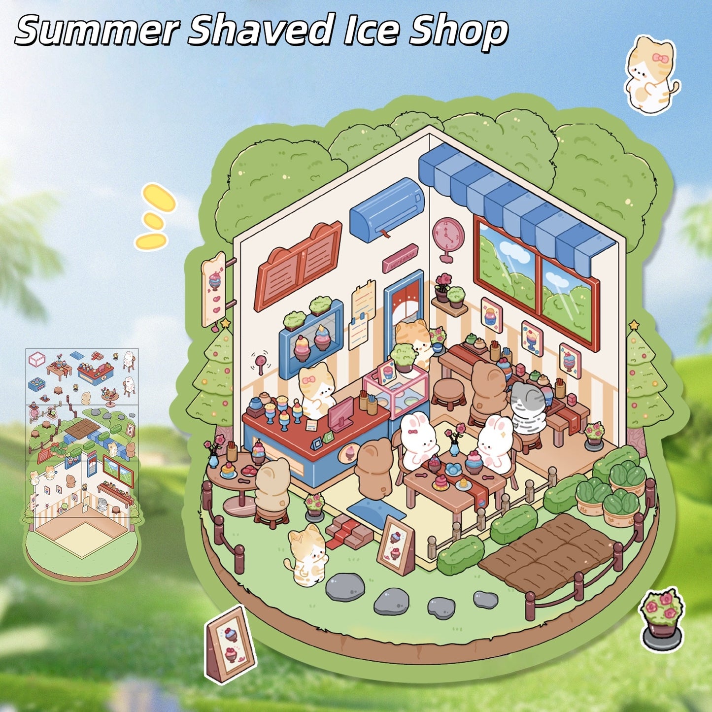 Room & Shop 3D Sticker | 8 Cute Miniature Scenes