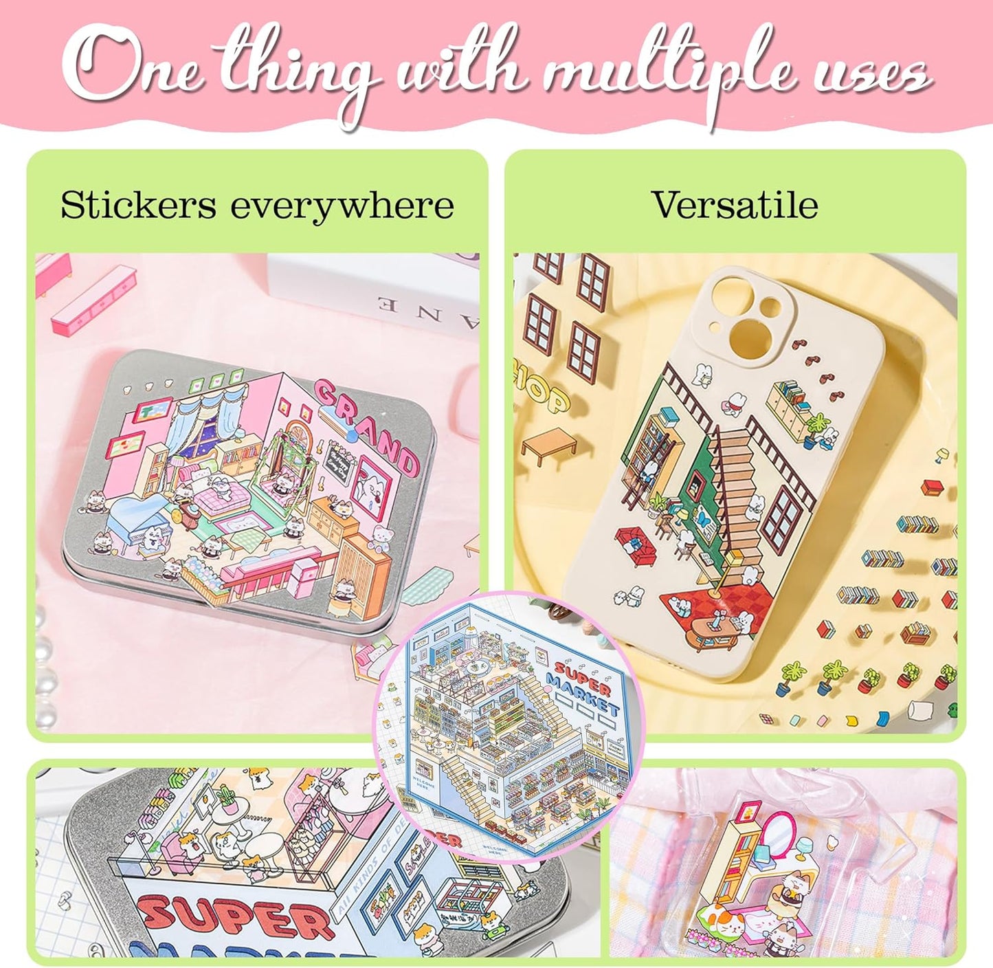 Tiny Animal Life 3D Sticker Material Book – Life in Progress (6 Scenes) | Business Countdown (6 Scenes)