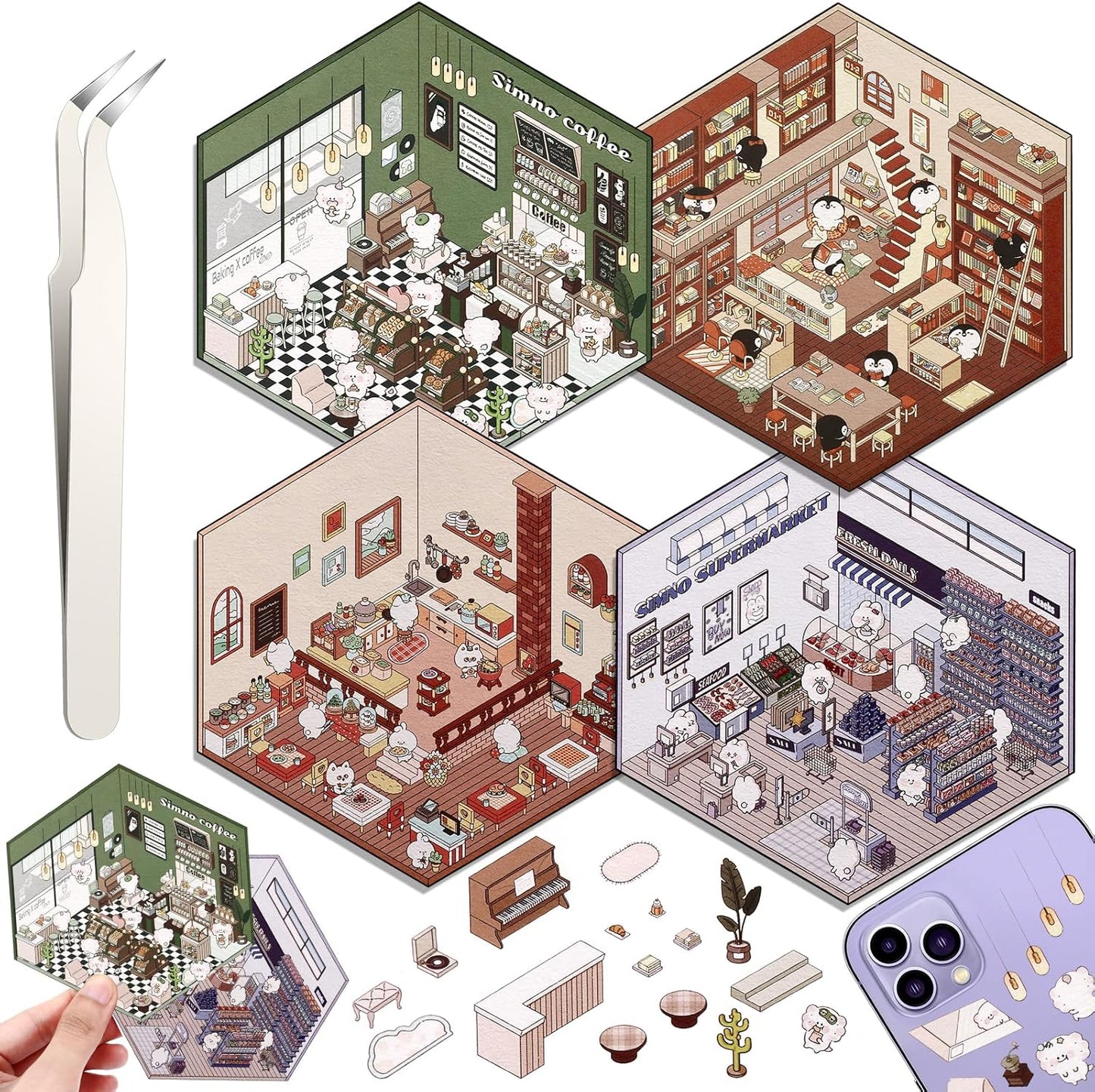 Daily Delights 3D Sticker | 4 Cute Miniature Sticker