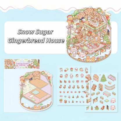 Christmas Night 3D Sticker | 2 Cute Miniature Scene