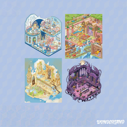 Wonderland 3D Sticker | 4 Cute Miniature Scenes