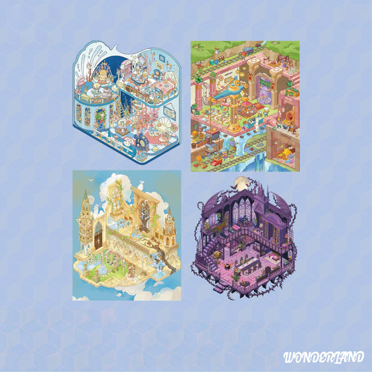 Wonderland 3D Sticker | 4 Cute Miniature Scenes