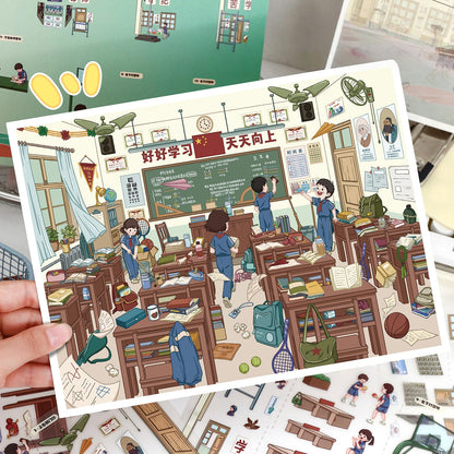 School Time 3D Sticker | 2 Cute Miniature Scenes