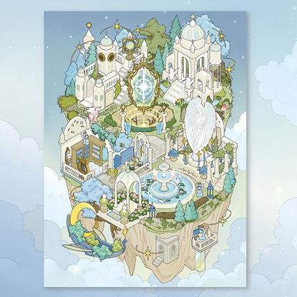 Twin Floating Isles 3D Sticker | 2 Cute Miniature Scenes