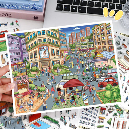 Streetscape 3D Sticker | 2 Cute Miniature Scenes