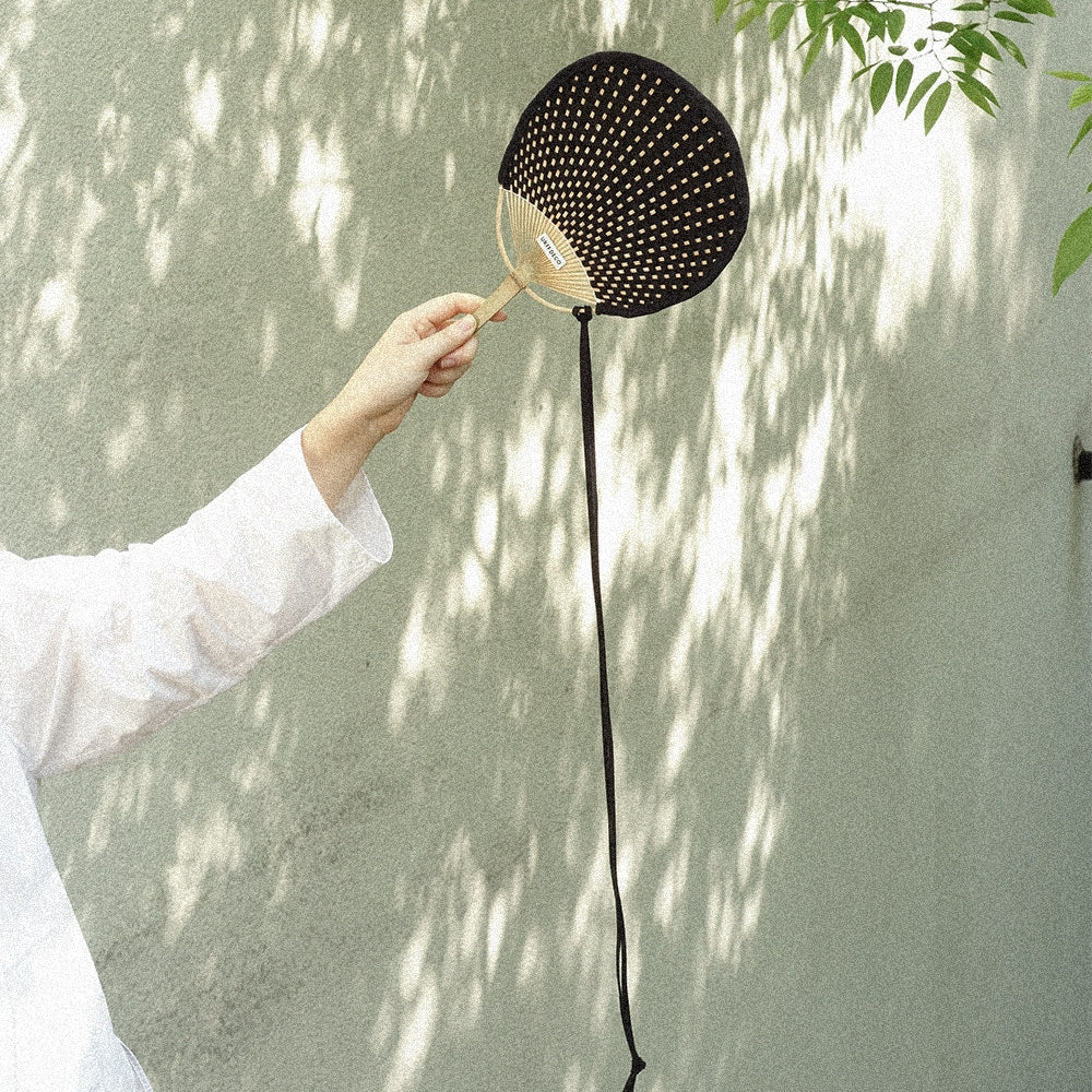 Handmade Leather Cord Woven Bamboo Fan