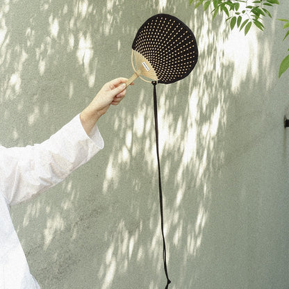 Handmade Leather Cord Woven Bamboo Fan