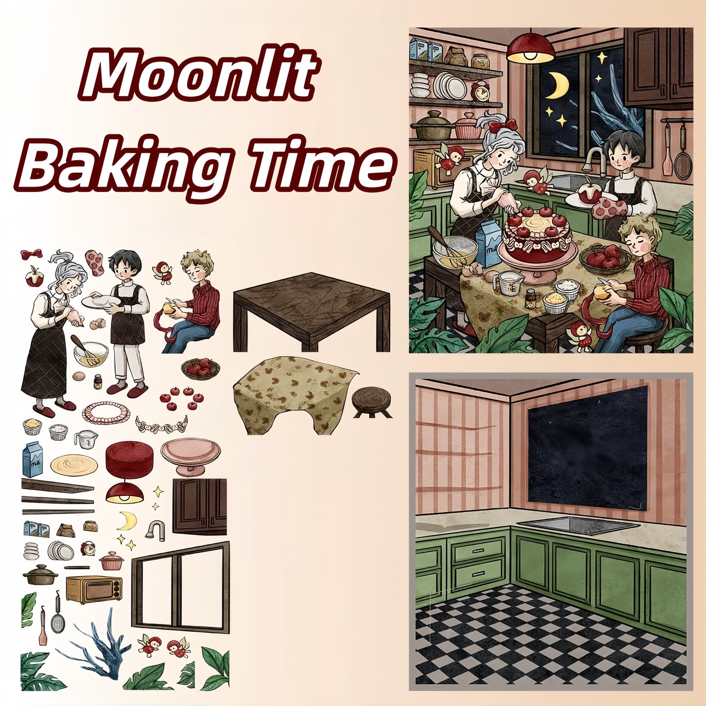 Magic Daily Life 3D Sticker | 4 Cute Miniature Scenes