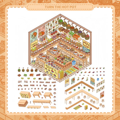 Hundred-Flavor Shop 3D Sticker | 3 Cute Miniature Scenes
