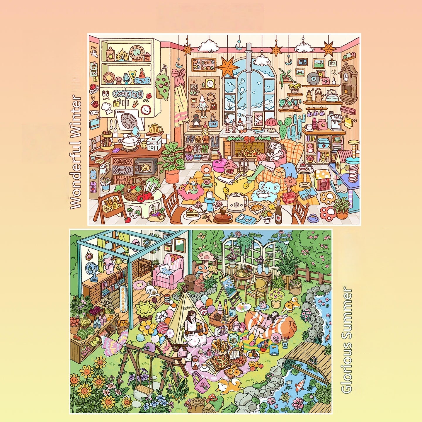 Leisure Daily 3D Sticker | 2 Cute Miniature Scenes